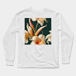 Vintage Abstract Floral Design Long Sleeve T-Shirt